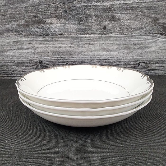 Mikasa Marlboro Set 2 Soup Coupes Verge Scalloped Platinum Border White Bowl