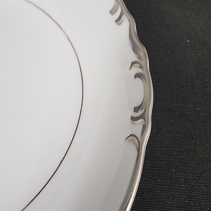 Mikasa Marlboro Set 2 Soup Coupes Verge Scalloped Platinum Border White Bowl