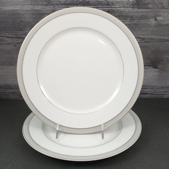 Mikasa Platinum Crown Dinner Plate Set of 2 White Ceramic Fine China L3428