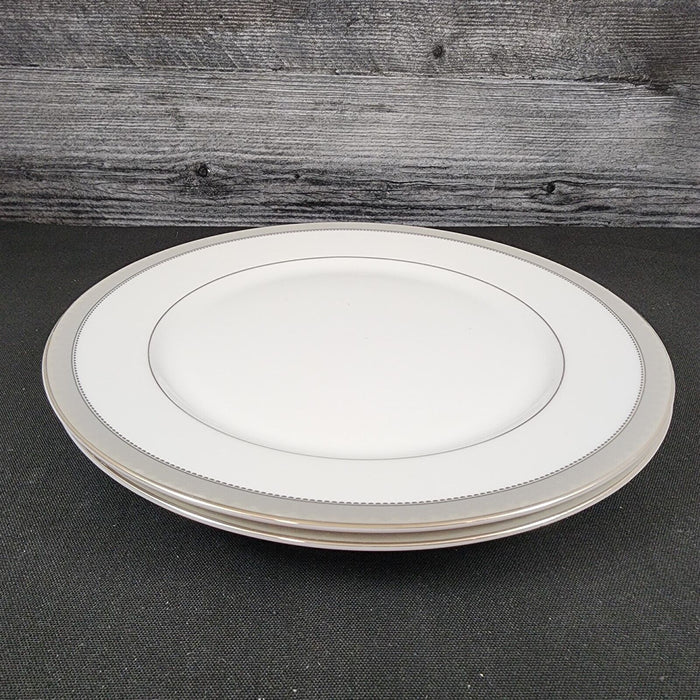 Mikasa Platinum Crown Dinner Plate Set of 2 White Ceramic Fine China L3428