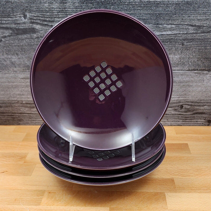 Mikasa Viewpoint Purple 4 Round Soup Cereal Bowl Set Potter's Art MK604 8-1/8"