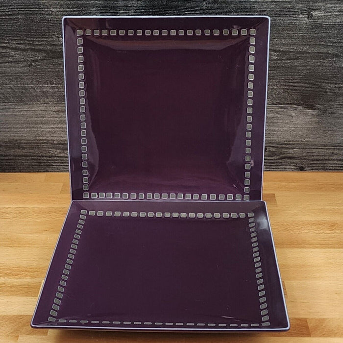 Mikasa Viewpoint Purple Square Dinner Plate Set of 2 Potter's Art MK604 10-7/8"