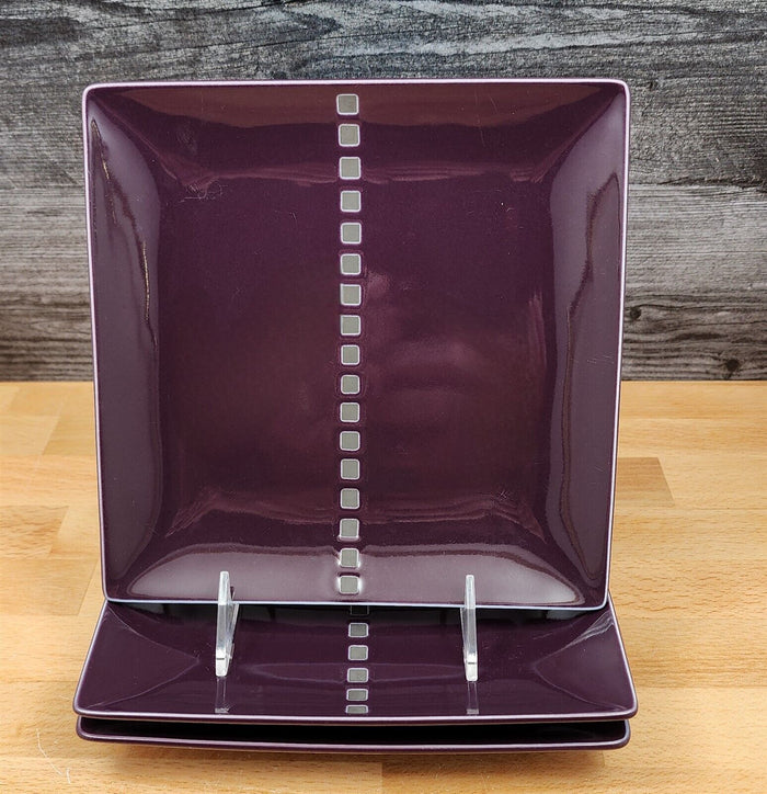 Mikasa Viewpoint Purple Square Salad Plate Set of 3 Potter's Art MK604 8"