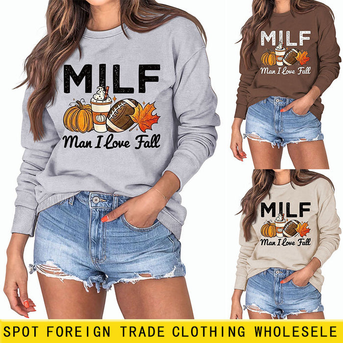 Milman I Love Fall Pumpkin Letter Casual Long Sleeve Sweater Girl