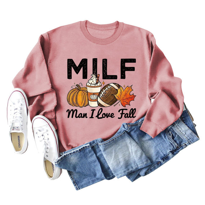Milman I Love Fall Pumpkin Letter Casual Long Sleeve Sweater Girl