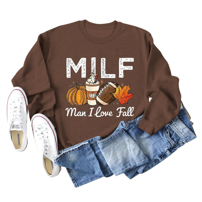 Milman I Love Fall Pumpkin Letter Casual Long Sleeve Sweater Girl