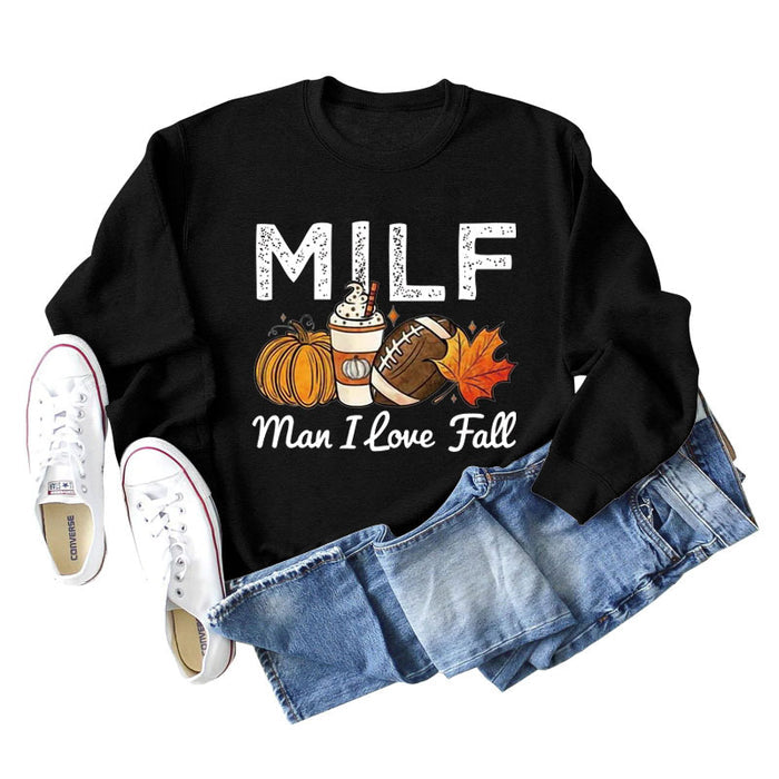 Milman I Love Fall Pumpkin Letter Casual Long Sleeve Sweater Girl