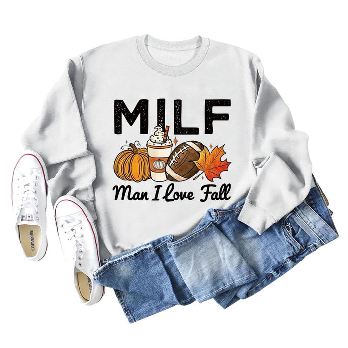 Milman I Love Fall Pumpkin Letter Casual Long Sleeve Sweater Girl