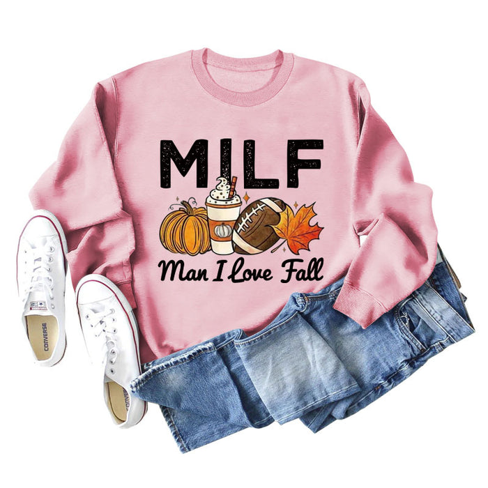 Milman I Love Fall Pumpkin Letter Casual Long Sleeve Sweater Girl