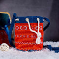 Vindigo red indigo hemp embroidered bag front view