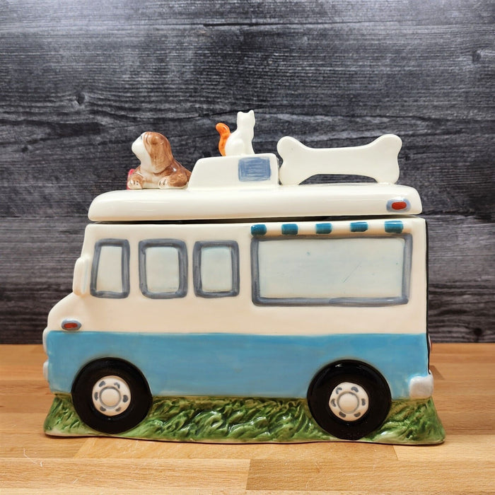 Mobile Treat Pet Food Truck Cookie Canister Jar by Blue Sky & Heather Goldminc