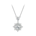 Moissanite Halo Necklace for Women, 1 Carat Lab Grown Diamond 925 Sterling Silver Chain Necklace