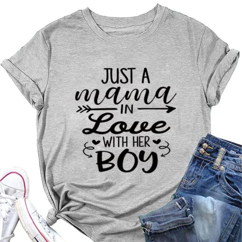 Mom and Me Tees Women Just A Mama in Love with Her Boy T-Shirt