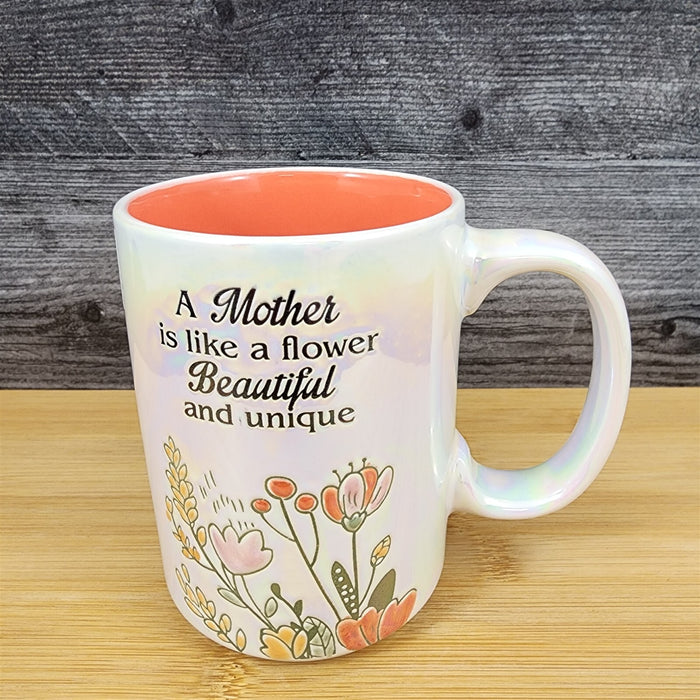 Mom Coffee Mug Ceramic Embossed Luster Glaze Tea Cup Mother by Blue Sky
