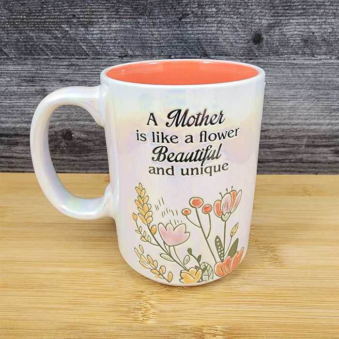 Mom Coffee Mug Ceramic Embossed Luster Glaze Tea Cup Mother by Blue Sky