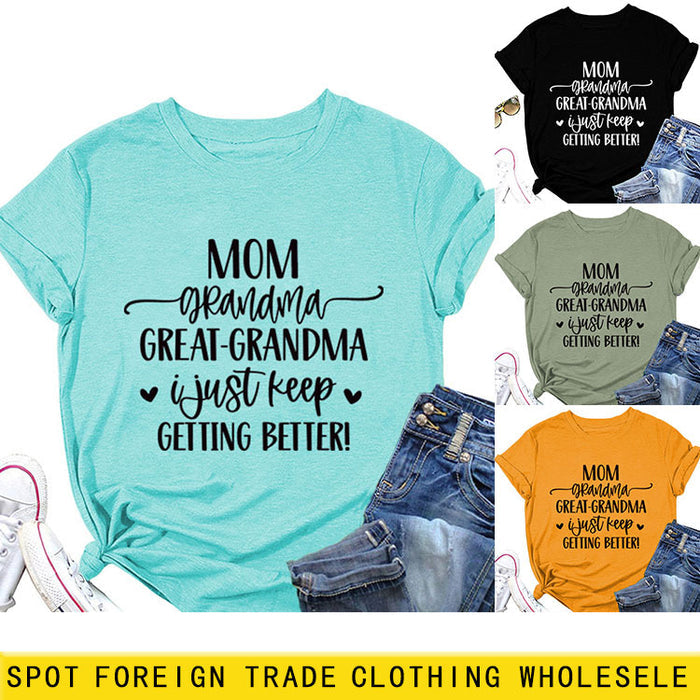 MOM GRANDMA GREAt FASHION LEttER CREWNECK SHORt SLEEVE T-SHIRt WOMENT-Shirt