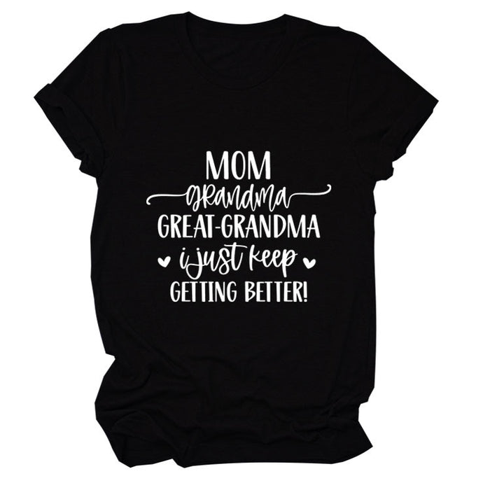 MOM GRANDMA GREAt FASHION LEttER CREWNECK SHORt SLEEVE T-SHIRt WOMENT-Shirt