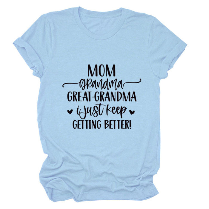 MOM GRANDMA GREAt FASHION LEttER CREWNECK SHORt SLEEVE T-SHIRt WOMENT-Shirt