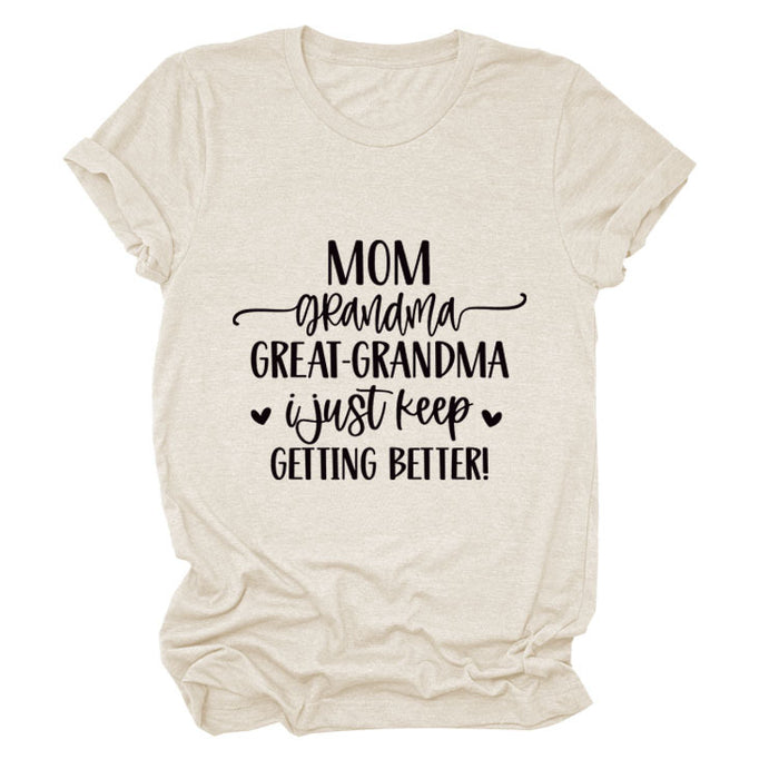 MOM GRANDMA GREAt FASHION LEttER CREWNECK SHORt SLEEVE T-SHIRt WOMENT-Shirt