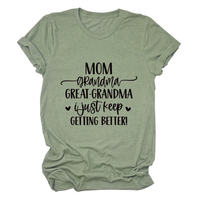MOM GRANDMA GREAt FASHION LEttER CREWNECK SHORt SLEEVE T-SHIRt WOMENT-Shirt