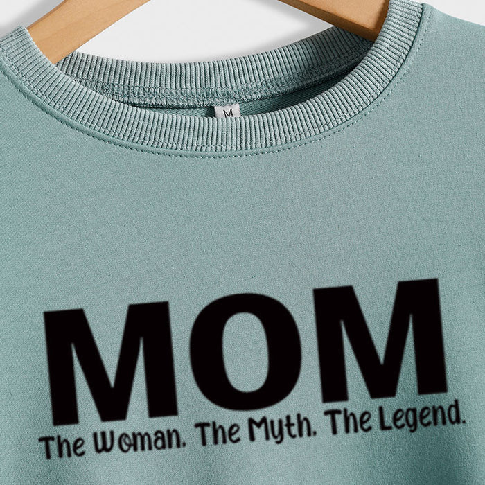 Mom The Woman The Myth Spot Letter Loose Long Sleeve Plus Size Sweater