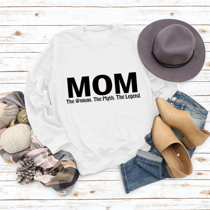 Mom The Woman The Myth Spot Letter Loose Long Sleeve Plus Size Sweater