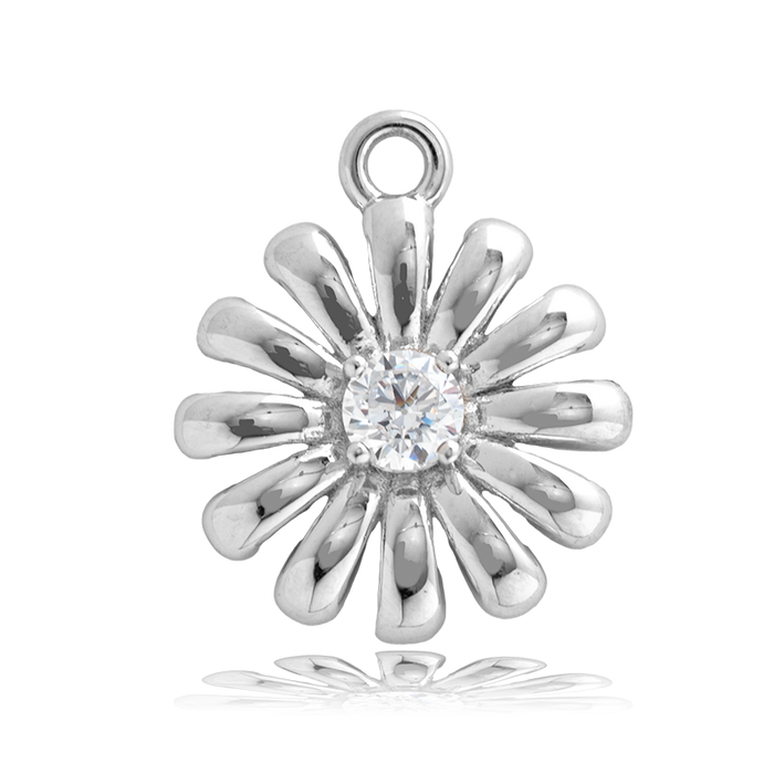 Moonstone Stone Bracelet with Daisy Sterling Silver Charm