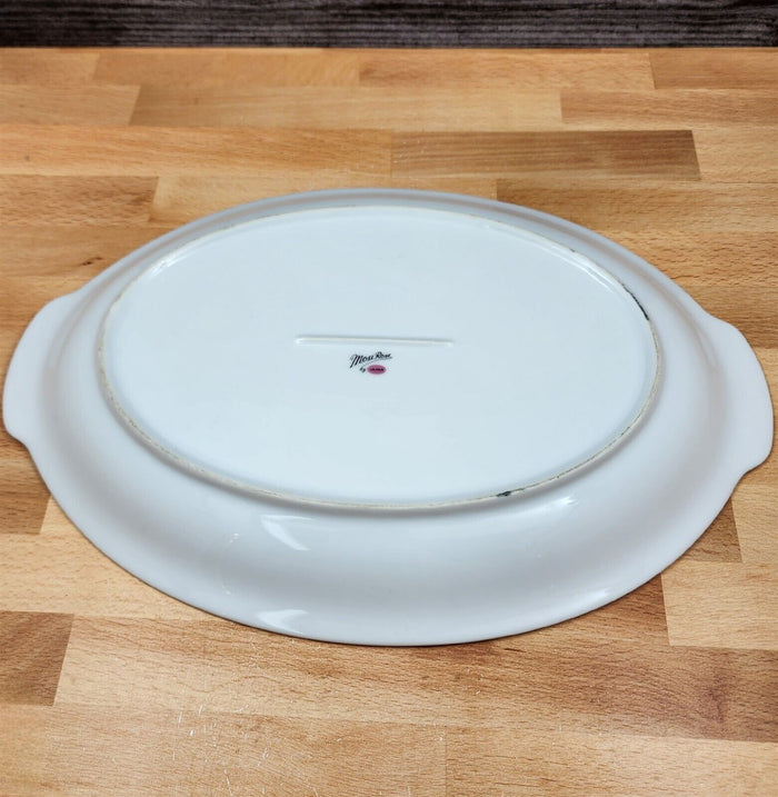Moss Rose Serving Platter Pink Flowers Gold Trim Oval 14" (36cm) Sango Japan