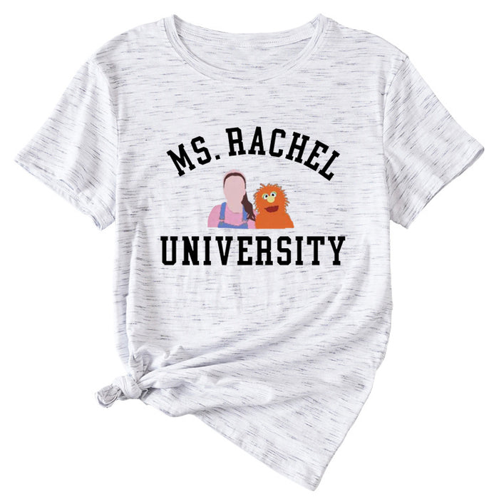 MS RACHEL University Fun Graphic Short-sleeved T-shirt