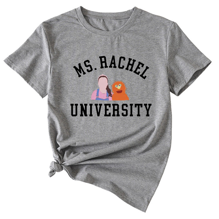 MS RACHEL University Fun Graphic Short-sleeved T-shirt