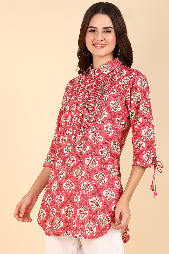 Multicolor Floral Printed 100 Soft Cotton Zipless Maternity Top - Side profile highlighting feeding-friendly neckline