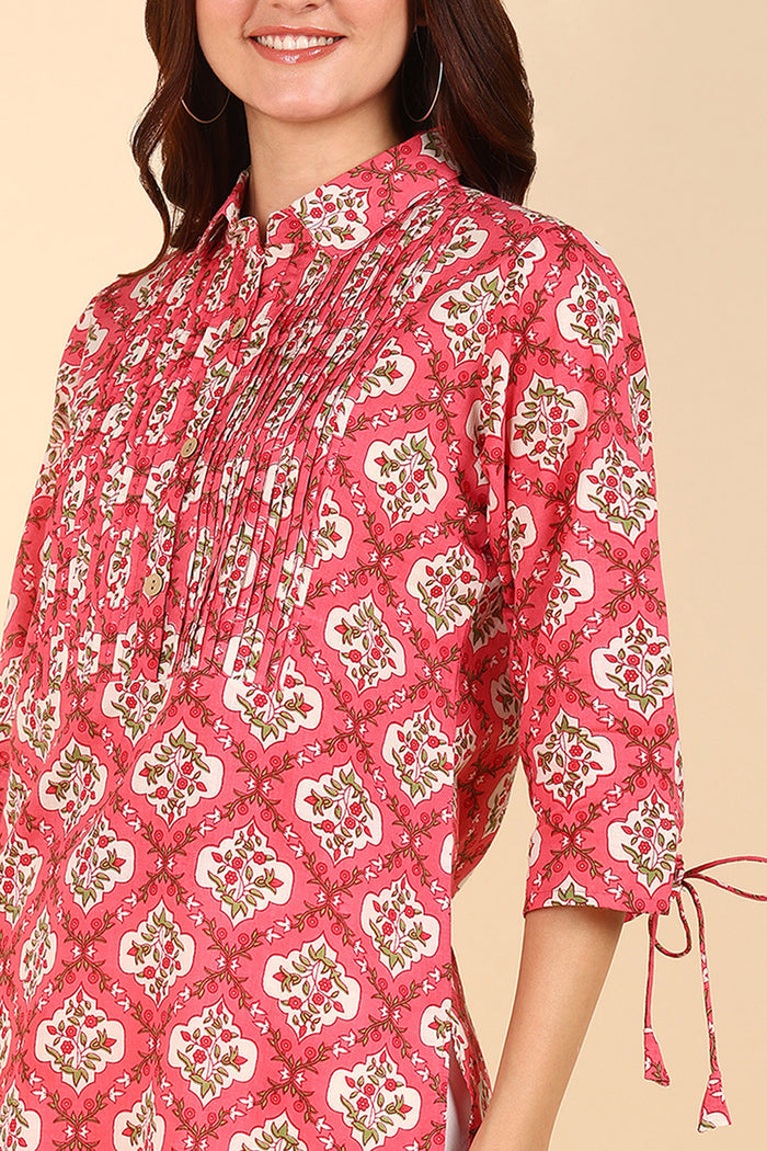 Multicolor Floral Printed 100 Soft Cotton Zipless Maternity Top - Front view showing breathable fabric and practical