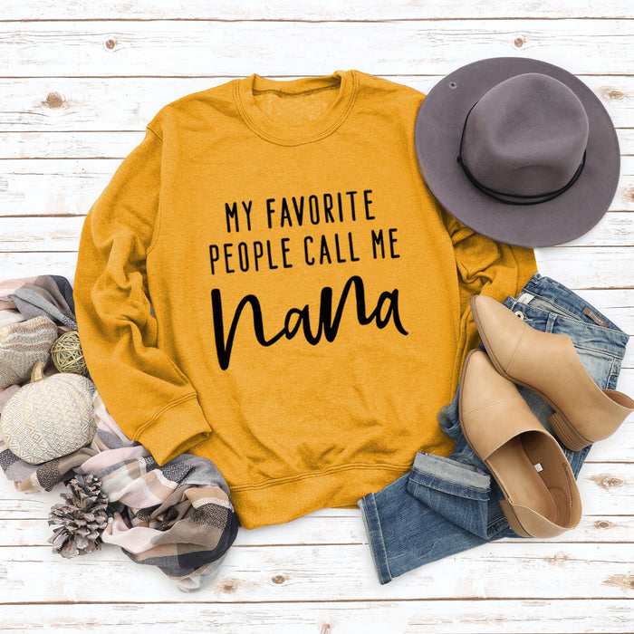 MY FAVORITE PEOPLE Letters Round Neck Fashion Tops Long-sleeved Printed Women's Sweatshirt