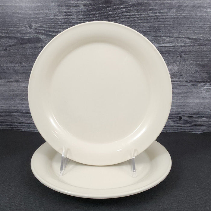 Nancy Calhoun Vanilla White Salad Plate Ceramic Stoneware Round 8 inch Set of 2