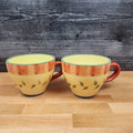 Napoli Pfaltzgraff Coffee Mugs Set of 2 Yellow Red Stoneware Floral 16oz Tea Cup