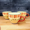 Napoli Pfaltzgraff Coffee Mugs Set of 3 Yellow Red Stoneware Floral 16 oz Cup
