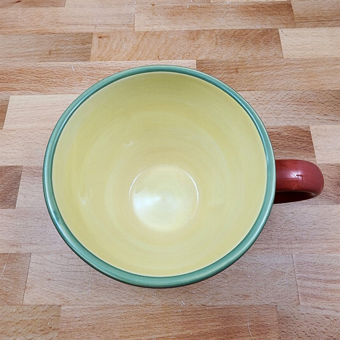Napoli Pfaltzgraff Coffee Mugs Set of 4 Yellow Red Stoneware Floral 16oz Tea Cup