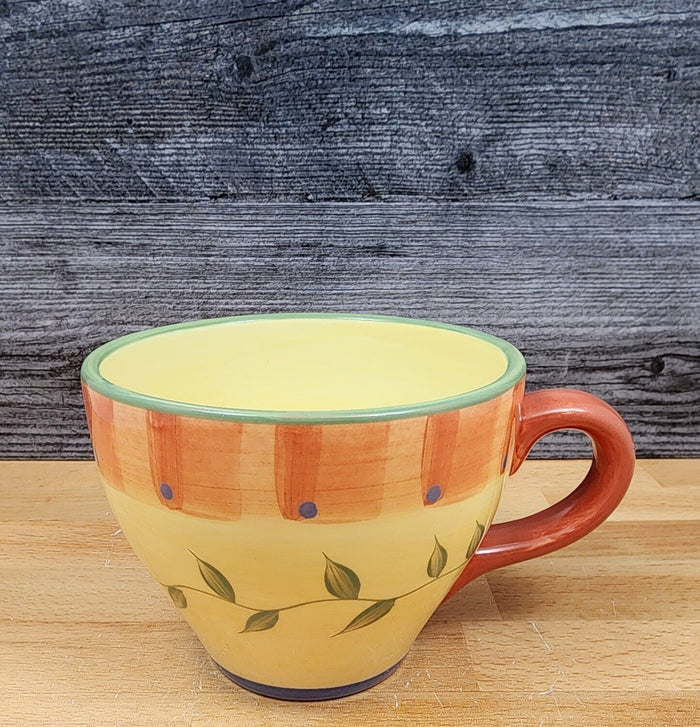 Napoli Pfaltzgraff Coffee Mugs Yellow Red Stoneware Floral 16 oz Tea Cup