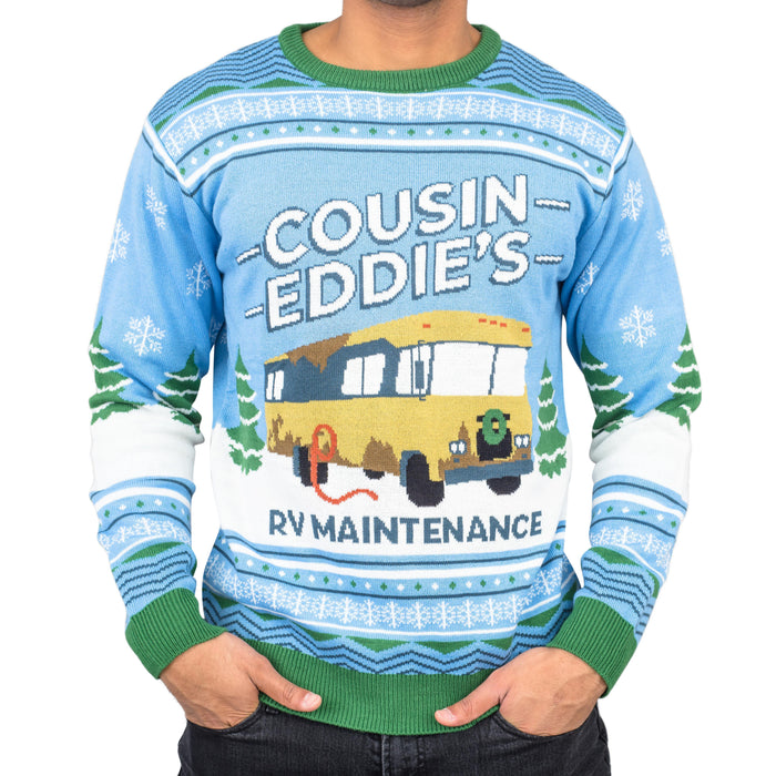 Men's National Lampoon Christmas Vacation Blue Eddies Ugly Christmas Sweater
