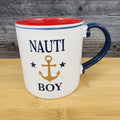 Nauti Boy Nautical Coffee Mug 21oz (621ml) Embossed Blue Sky Ceramic Tea Cup