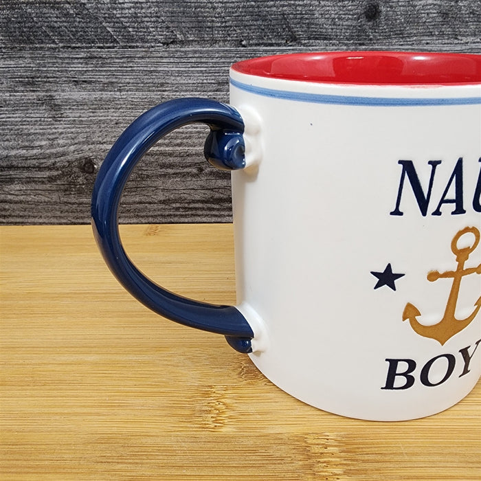 Nauti Boy Nautical Coffee Mug 21oz (621ml) Embossed Blue Sky Ceramic Tea Cup