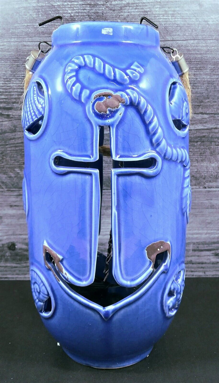 Nautical Maritime Candle Holder Lantern Blue for Tea light Weathered Look Lamp