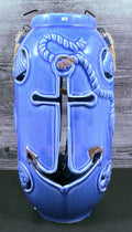 Nautical Maritime Candle Holder Lantern Blue for Tea light Weathered Look Lamp