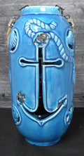 Nautical Maritime Lantern Blue Tea light Candle Holder Weathered Look Lamp
