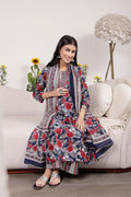 Navy Blue 100% Cotton Kurta Set: Discreet Zips for easy nursing, featuring a Relaxed Maternity silhouette.