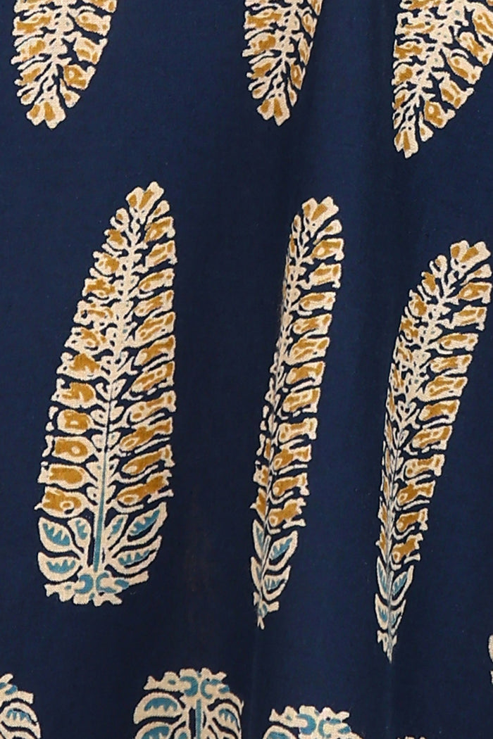 Navy Blue Printed 100% Soft Cotton Zipless Maternity Maxi - Ideal