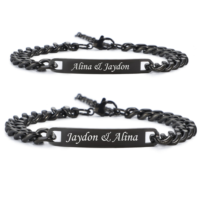 NEHZUS Couples Customize Bracelets Stainless Steel Personalize Jewelry Gift Ideas