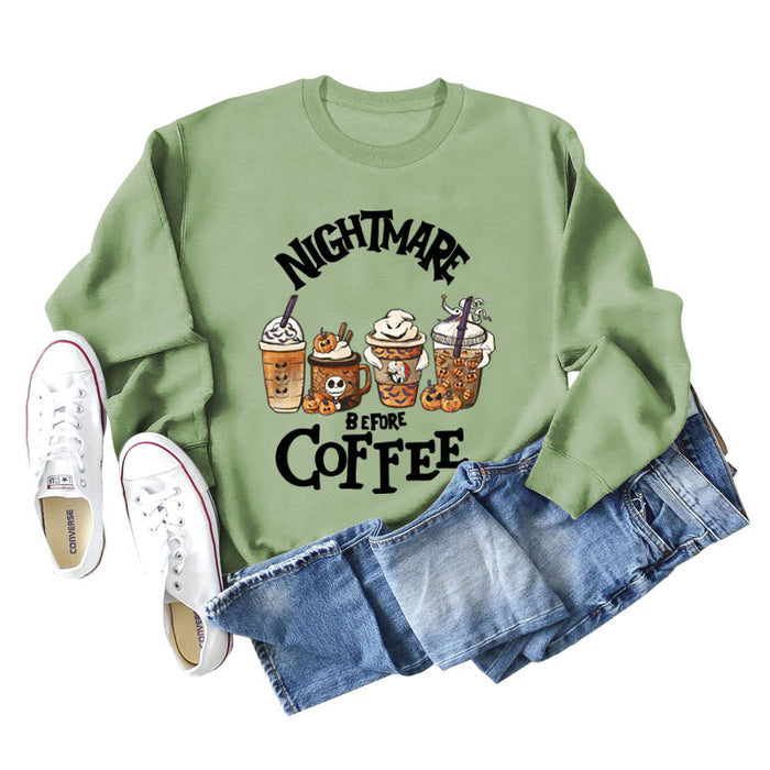 Olive green sweater (black word color picture) / S