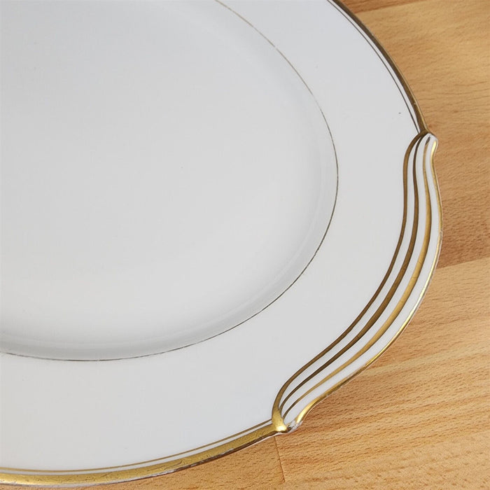 Noritake Goldart Oval Serving Platter White Ceramic Gold Trim 12" Plate 5290
