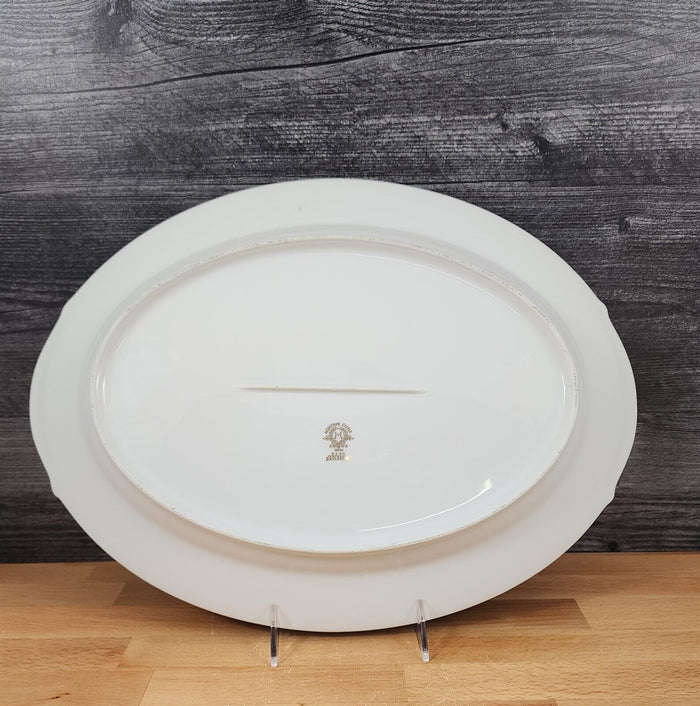 Noritake Goldart Oval Serving Platter White Ceramic Gold Trim 12" Plate 5290